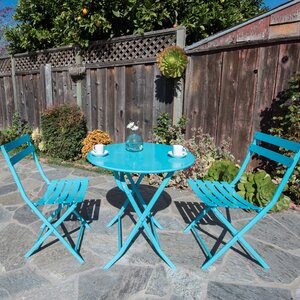 Leland Circular Steel 3 Piece Bistro Set