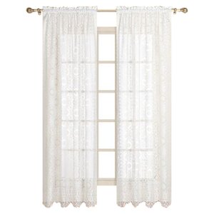 Rochelle Nature / Floral Sheer Rod Pocket Single Curtain Panel
