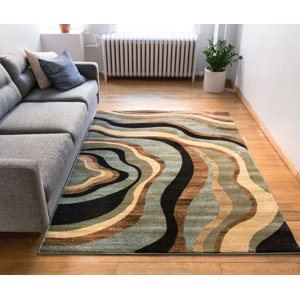 Jordon Nirvana Waves Multi / Blue Area Rug