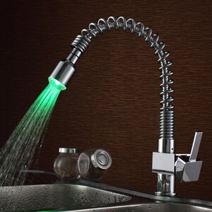 Single Handle Deck Mount LED Kitchen Faucet with Pull-Out Sprayer