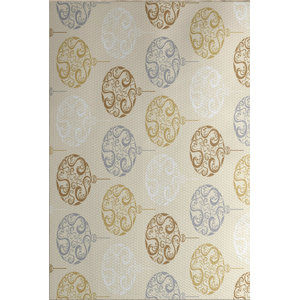 Beige Painterly Bulbs Geometric Print Indoor/Outdoor Area Rug