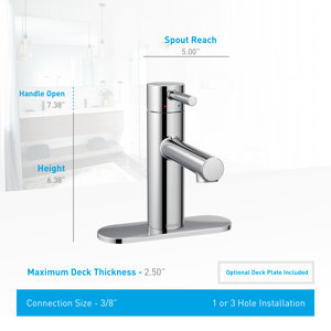 Align Single Handle Single Hole Bathroom Faucet with Drain