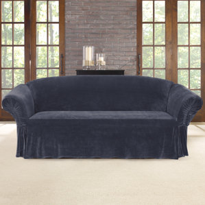 Stretch Plush Box Cushion Sofa Slipcov..