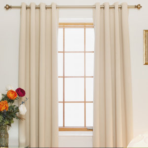 Carbondale Nickel Top Solid Blackout Thermal Grommet Curtain Panels (Set of 2)