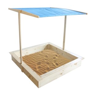 Wood 3.75' Square Sandbox with Cover