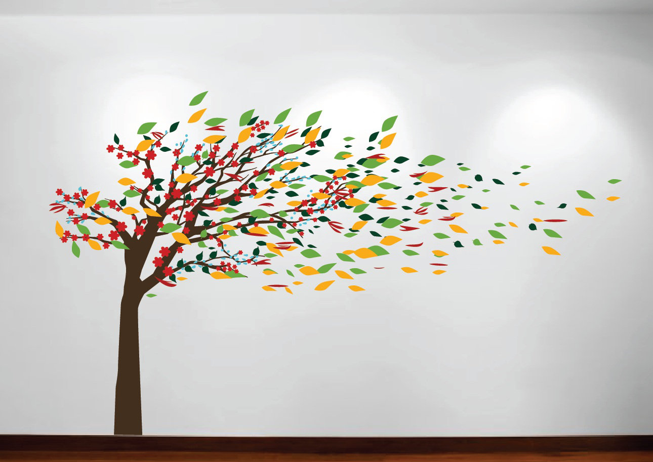 Innovative Stencils Wind Blowing Tree Cherry Blossom Nursery Wall Decal & Reviews | Wayfair