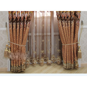 Embroidered Nature/Floral Blackout Grommet Single Curtain Panel