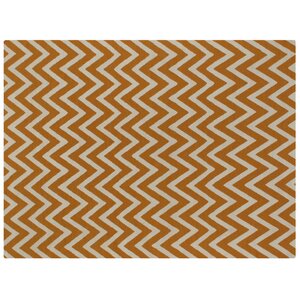 Flat Weave Light Orange/White Area Rug