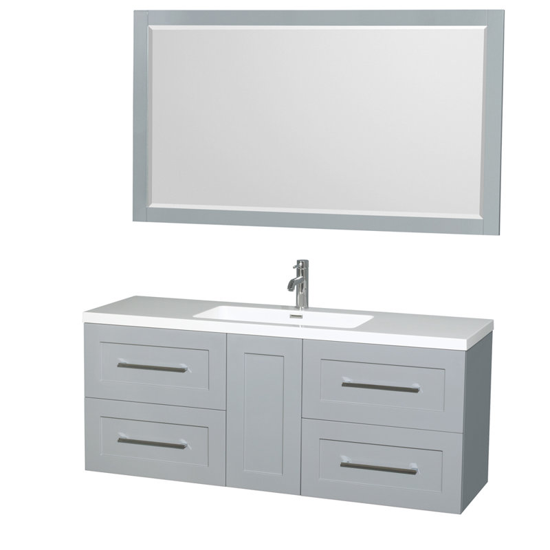 Wyndham Collection Olivia 60" Single Dove Gray Bathroom Vanity Set with
