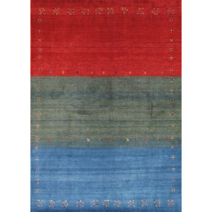 Gabbeh Hand Knotted Wool Red/Green/Blue Area Rug