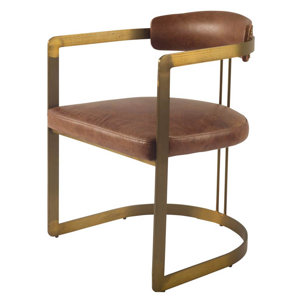 Nealon Genuine Leather Upholstered Din..