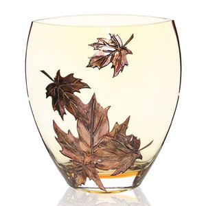 Hand Painted Glass Autumn Leaves Series II Vase