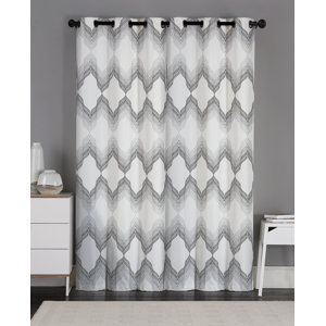 Swanton Geometric Room Darkening Grommet Curtain Panels (Set of 2)