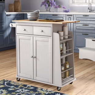 Kitchen Cart With Trash Can Wayfair Brecht Contemporary Kitchen Cart