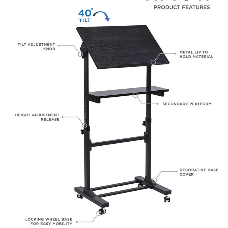 Ebern Designs Angus Mobile Presentation Lectern Height Adjule Angus Mobile Presentation Lectern Height Adjule Multi Purpose Workstation Standing Desk