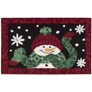 Christmas Hand Hooked Black/Red Area Rug