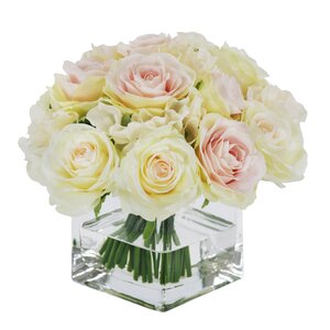 Rose Bouquet in Square Vase Floral Arrangements
