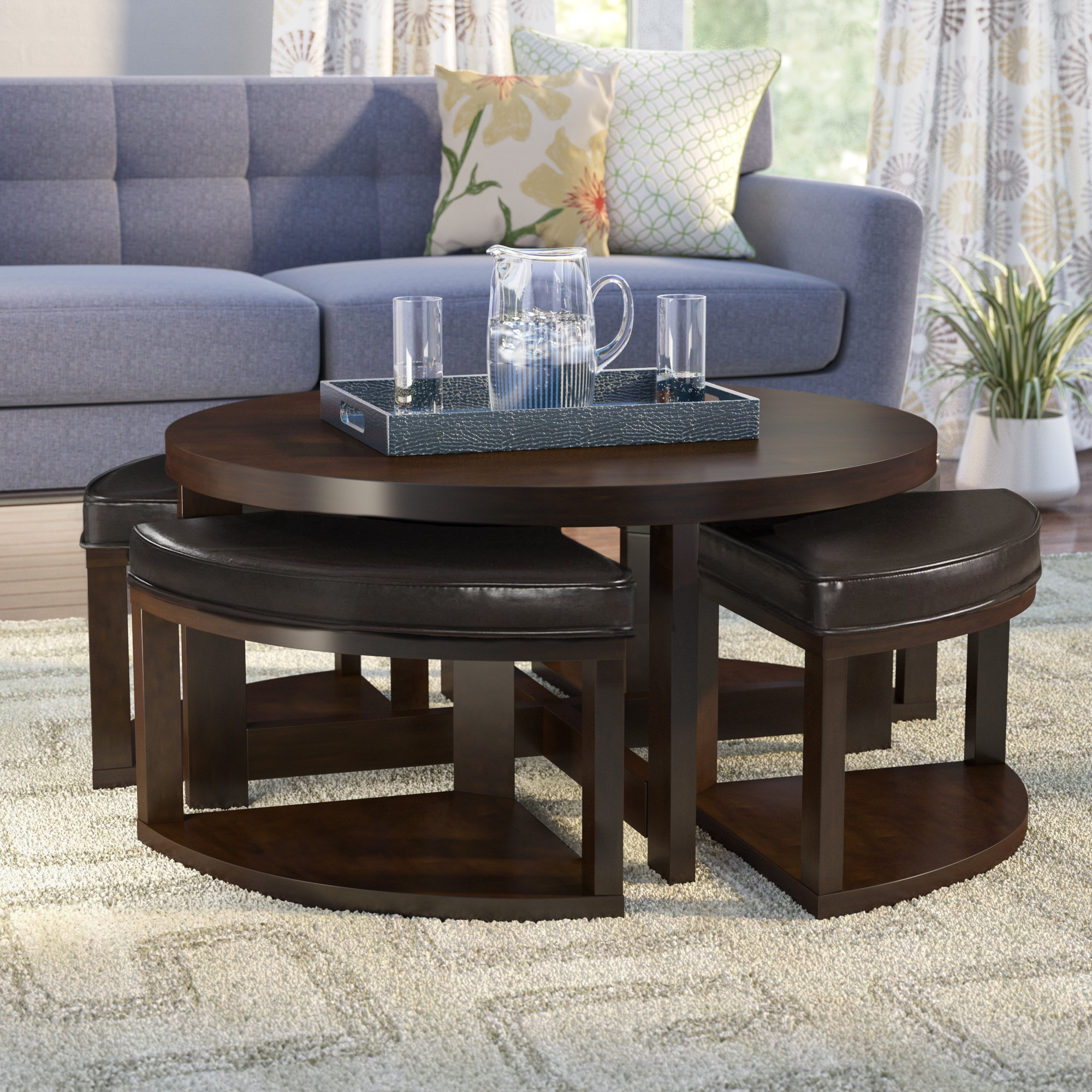 Laude Run Swineford Coffee Table With 4 Nested Stool Reviews Laude Run Swineford Coffee Table With 4 Nested Stool Reviews Wayfair