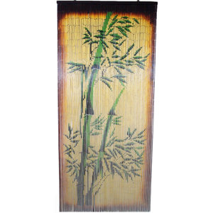 Natural Bamboo Rayon Scene Graphic Print & Text Semi-Sheer Single Curtain Panel