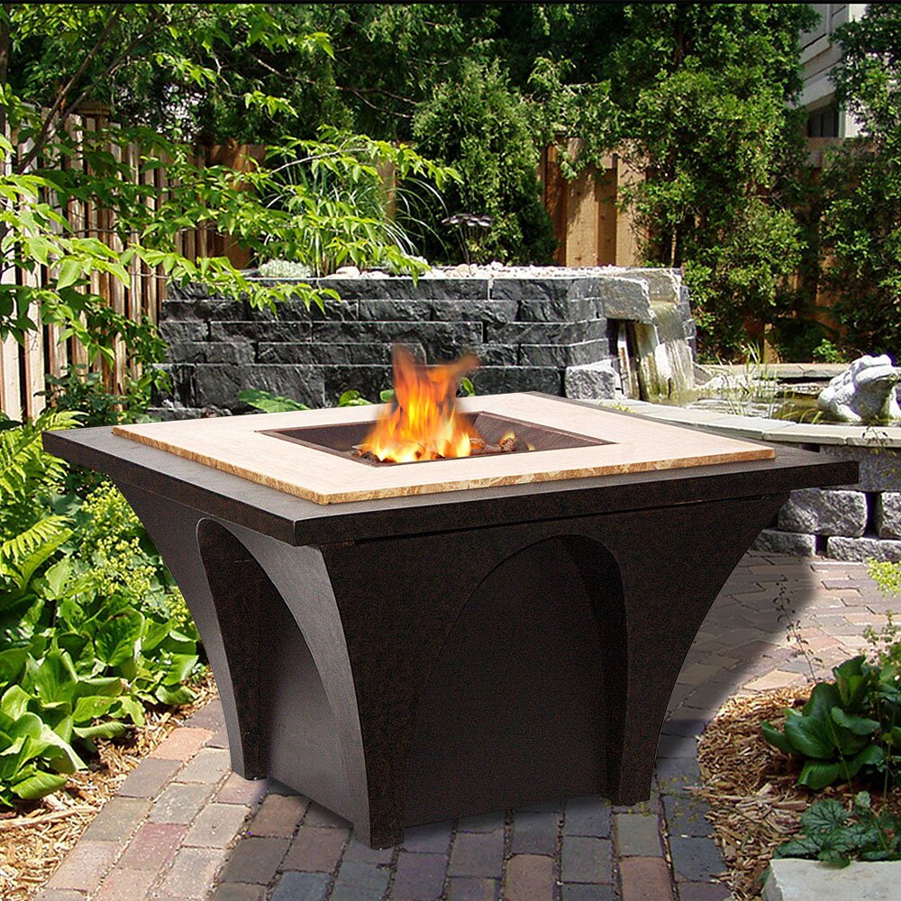 Sunjoy Revel Aluminum Wood Burning Fire Pit table ...