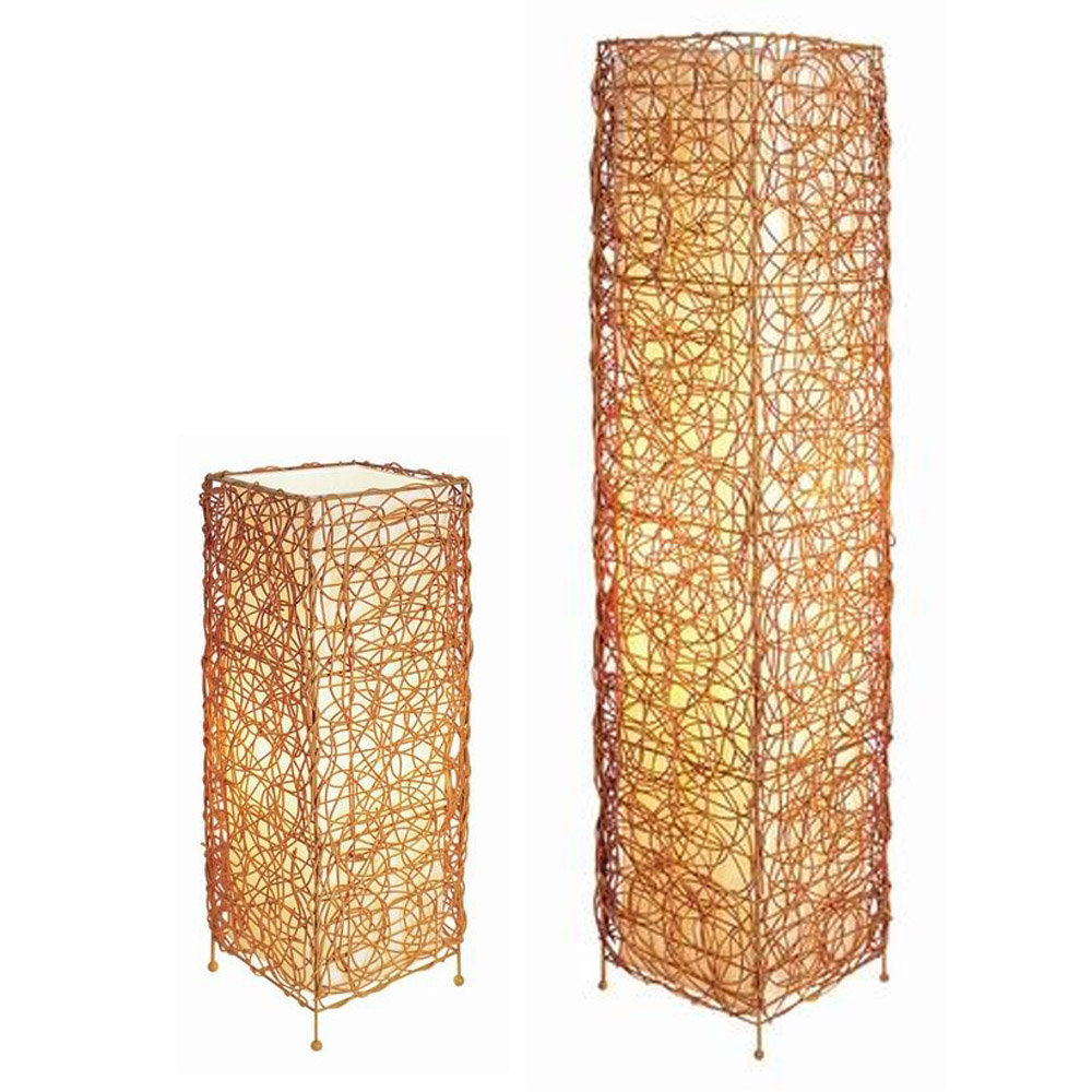 ORE Furniture Wicker 2 Piece Table and Floor Lamp Set ...
