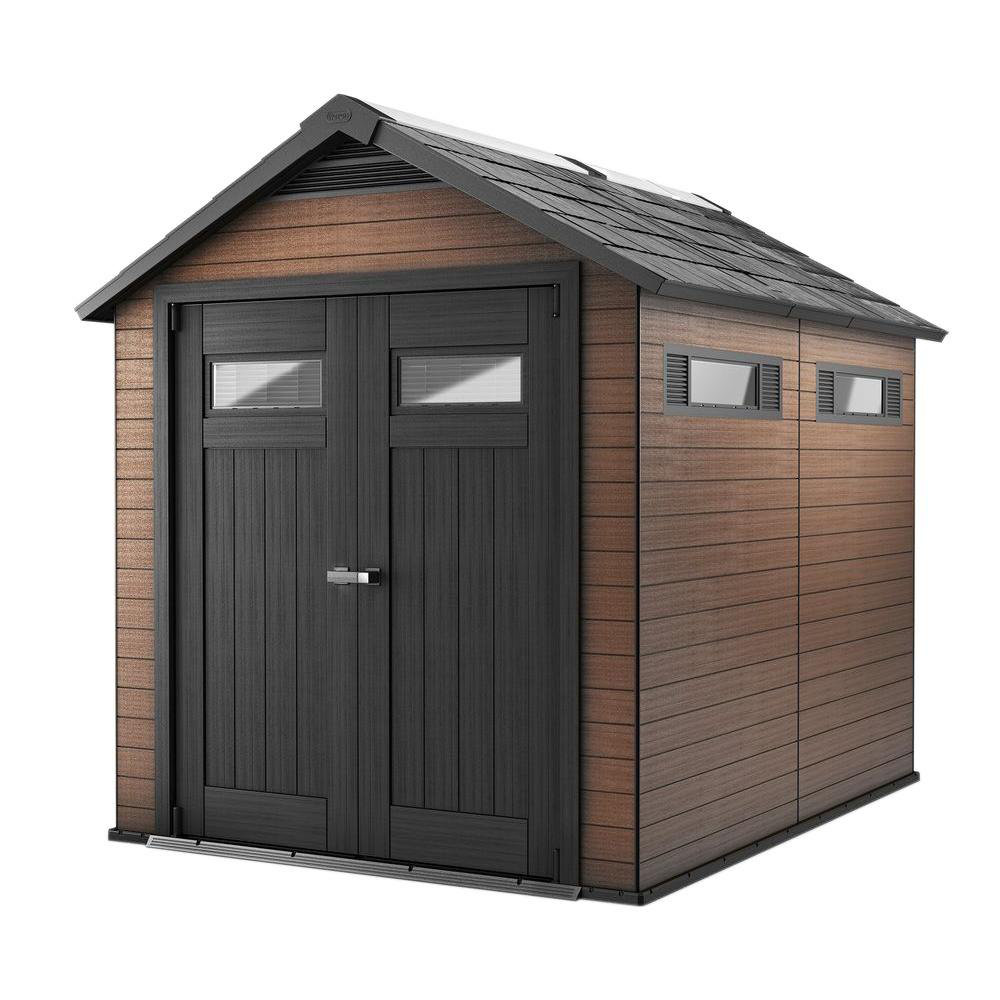 keter fusion 7.5 ft. w x 9.4 ft. d composite storage shed