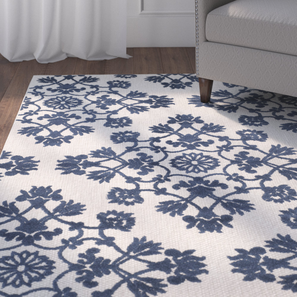 Light Gray/Royal Blue Indoor/Outdoor Area Rug & Reviews Birch Lane