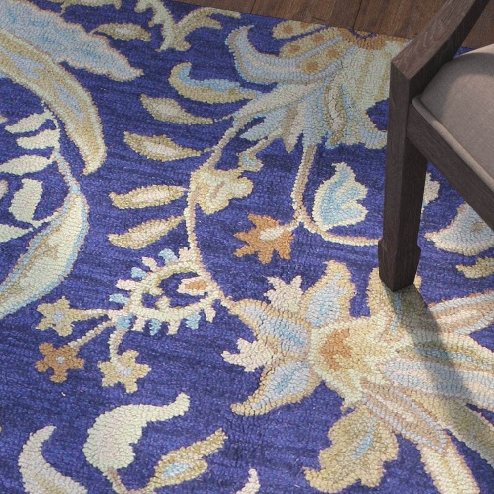 Artemis Navy Floral Wool Area Rug & Reviews Joss & Main