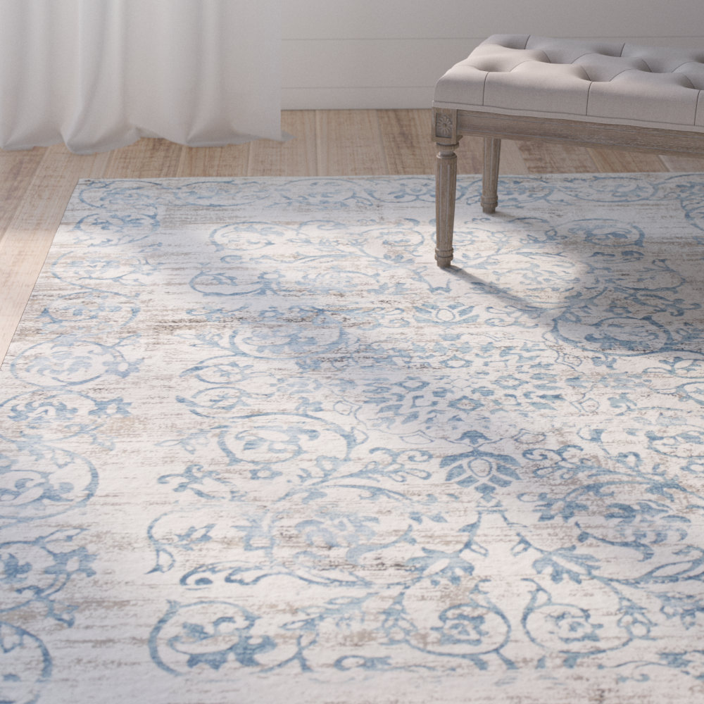Esme Ivory/Blue Area Rug & Reviews Joss & Main