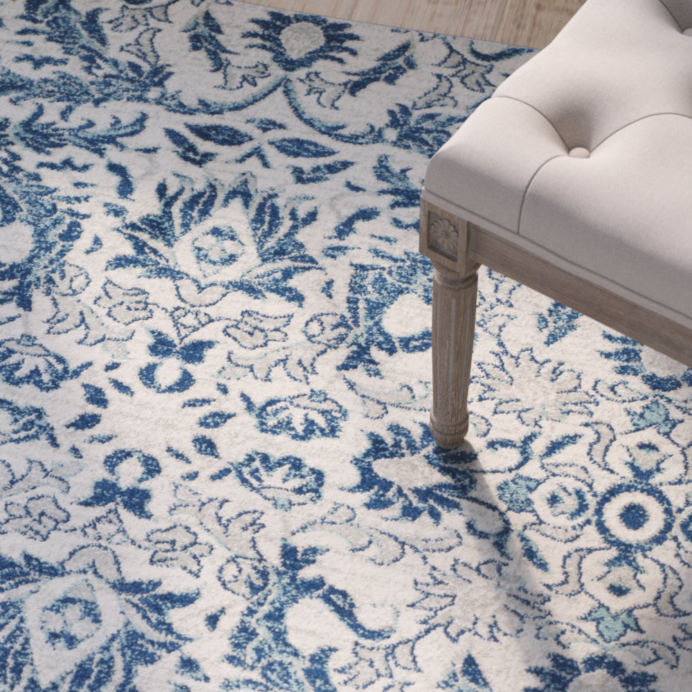 Lark Manor Montelimar Ivory / Blue Area Rug & Reviews Wayfair