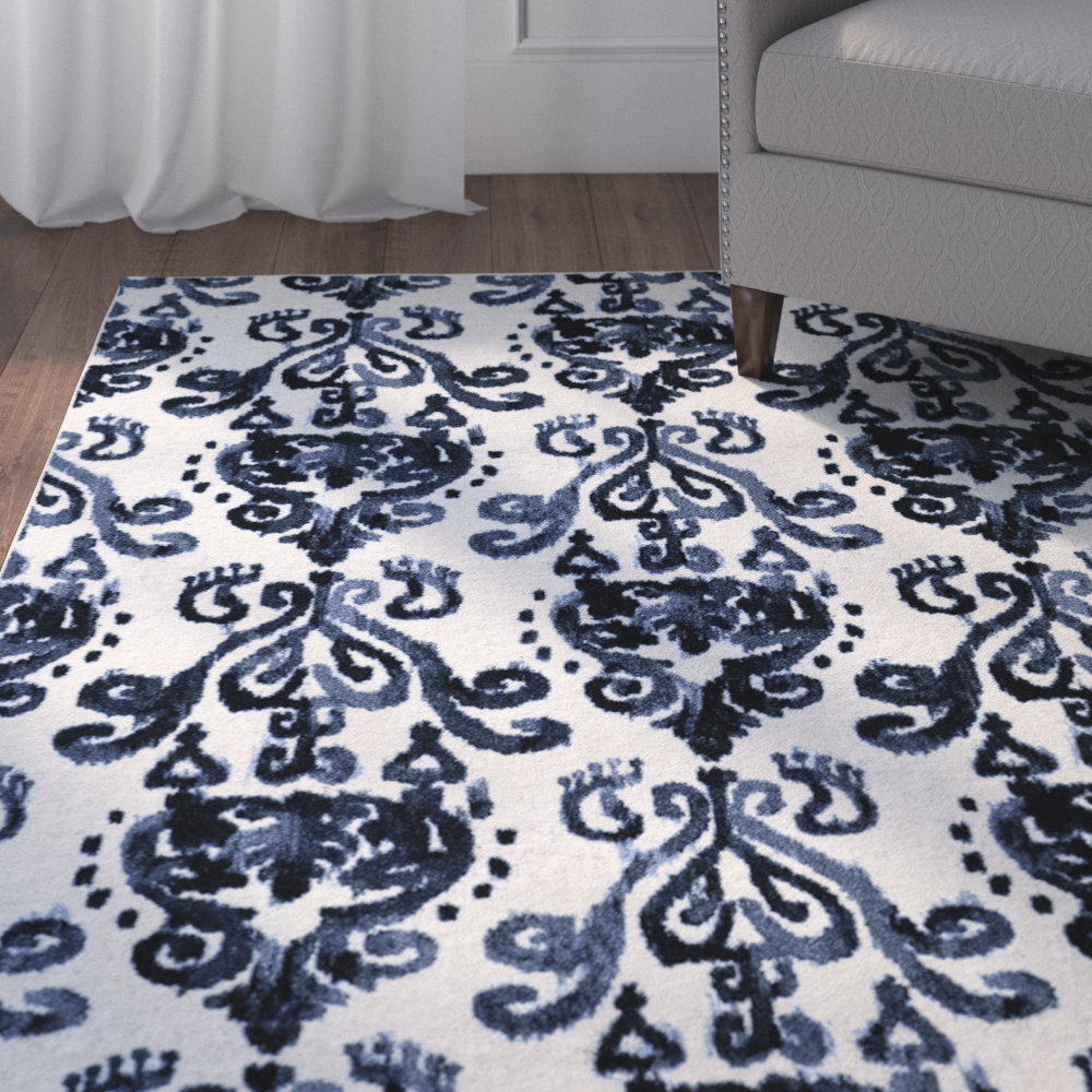 Charlton Home Leonard Blue/Cream Area Rug & Reviews Wayfair
