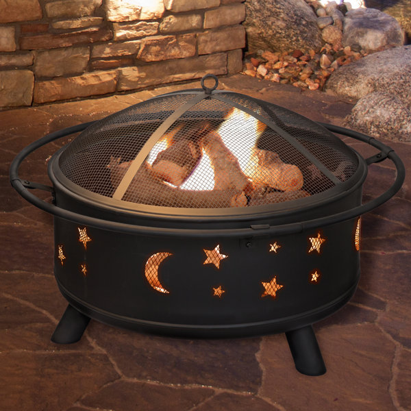 Pure Garden Star and Moon Steel Wood Burning Fire Pit & Reviews | Wayfair