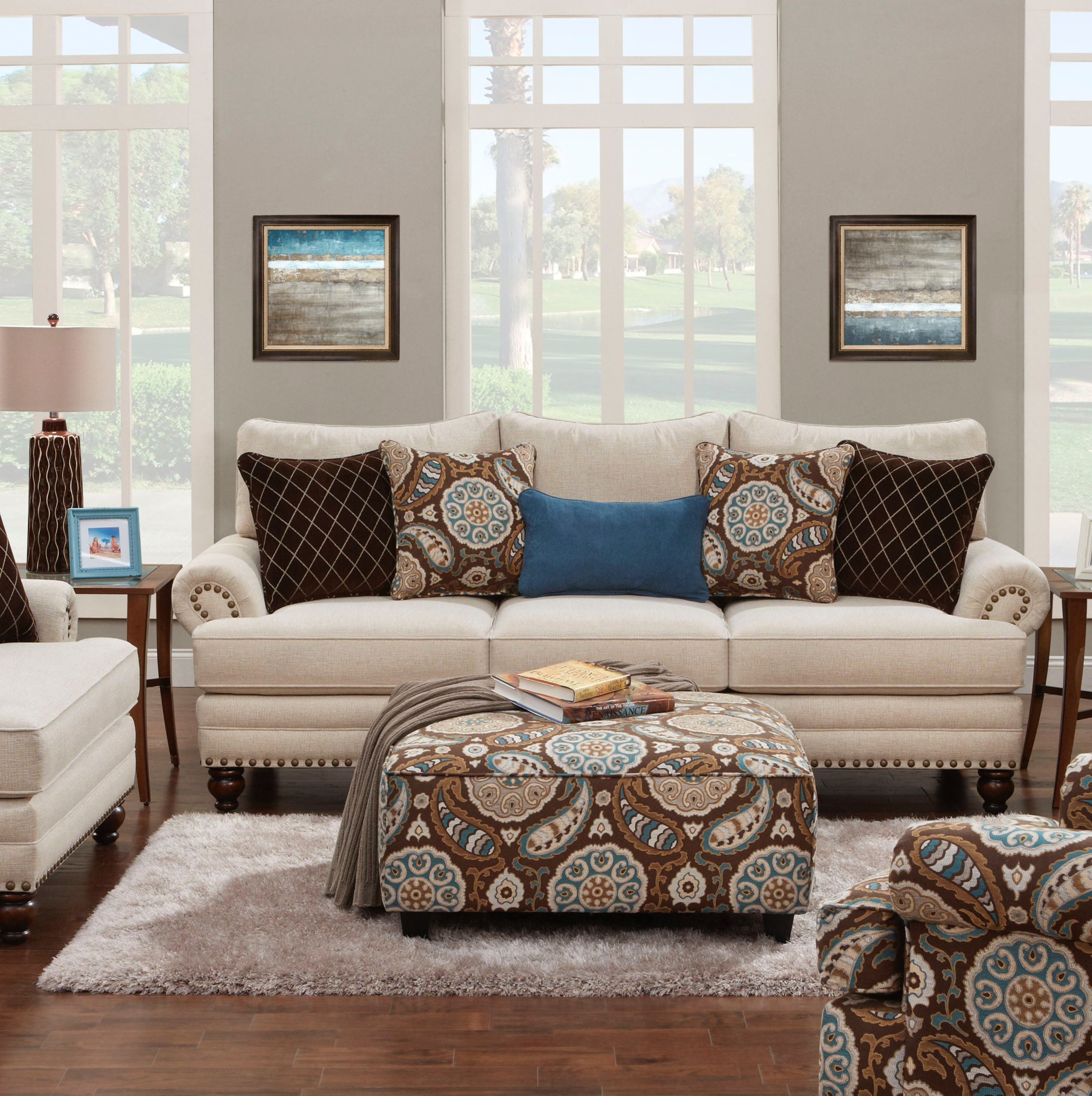 Rosborough White Linen Sofa