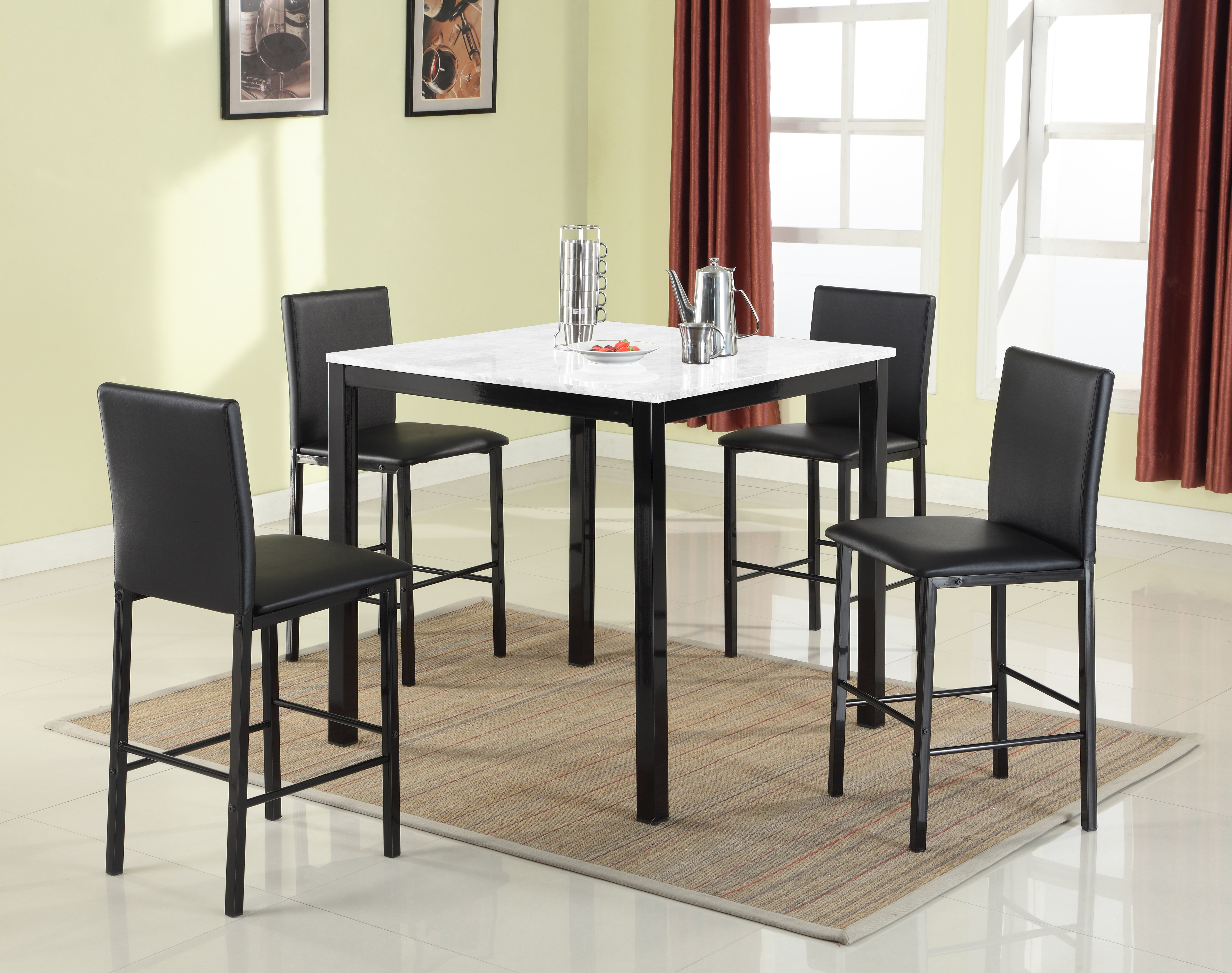 Ariandne Faux Marble 5 Piece Counter Height Dining Set Ariandne Faux Marble 5 Piece Counter Height Dining Set