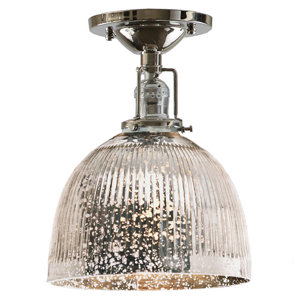 Edgar 1-Light Antique Mercury Glass Semi Flush Mount