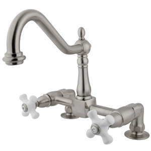 Heritage Double Handle Bridge Deck Mount Kitchen Faucet