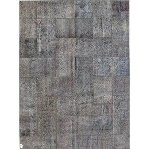 Patchwork Hand Knotted Wool Gray Area Rug