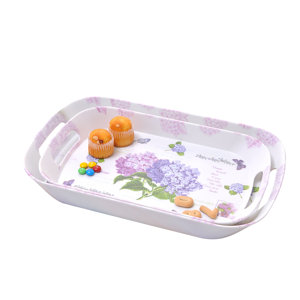 Helenie 2 Piece Double Handle Serving Tray Set