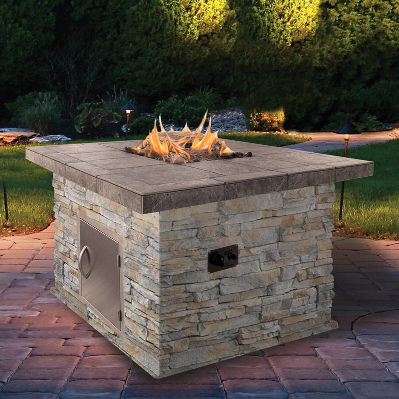 CalFlame Natural Stone Propane Gas Fire Pit & Reviews ...