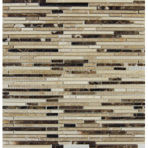 Emperador Mounted Random Sized Marble Mosaic Tile in Brown