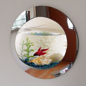 1 Gallon Reflection Fish Bubble Deluxe Mirrored Wall Mounted Aquarium Tank