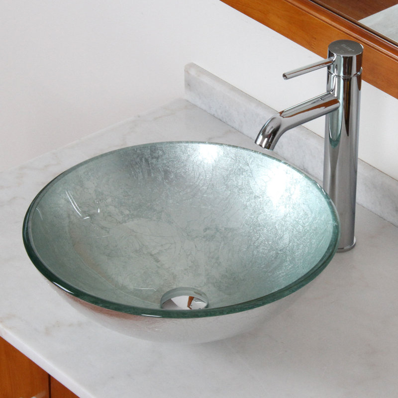 Elite Hand Painted Glass Circular Vessel Bathroom Sink & Reviews Wayfair