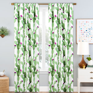Esmeraude Nature / Floral Blackout Rod Pocket Single Curtain Panel