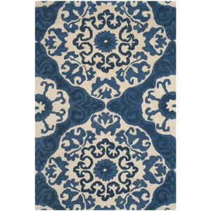 Baumgartner Hand-Tufted Blue/Ivory Area Rug