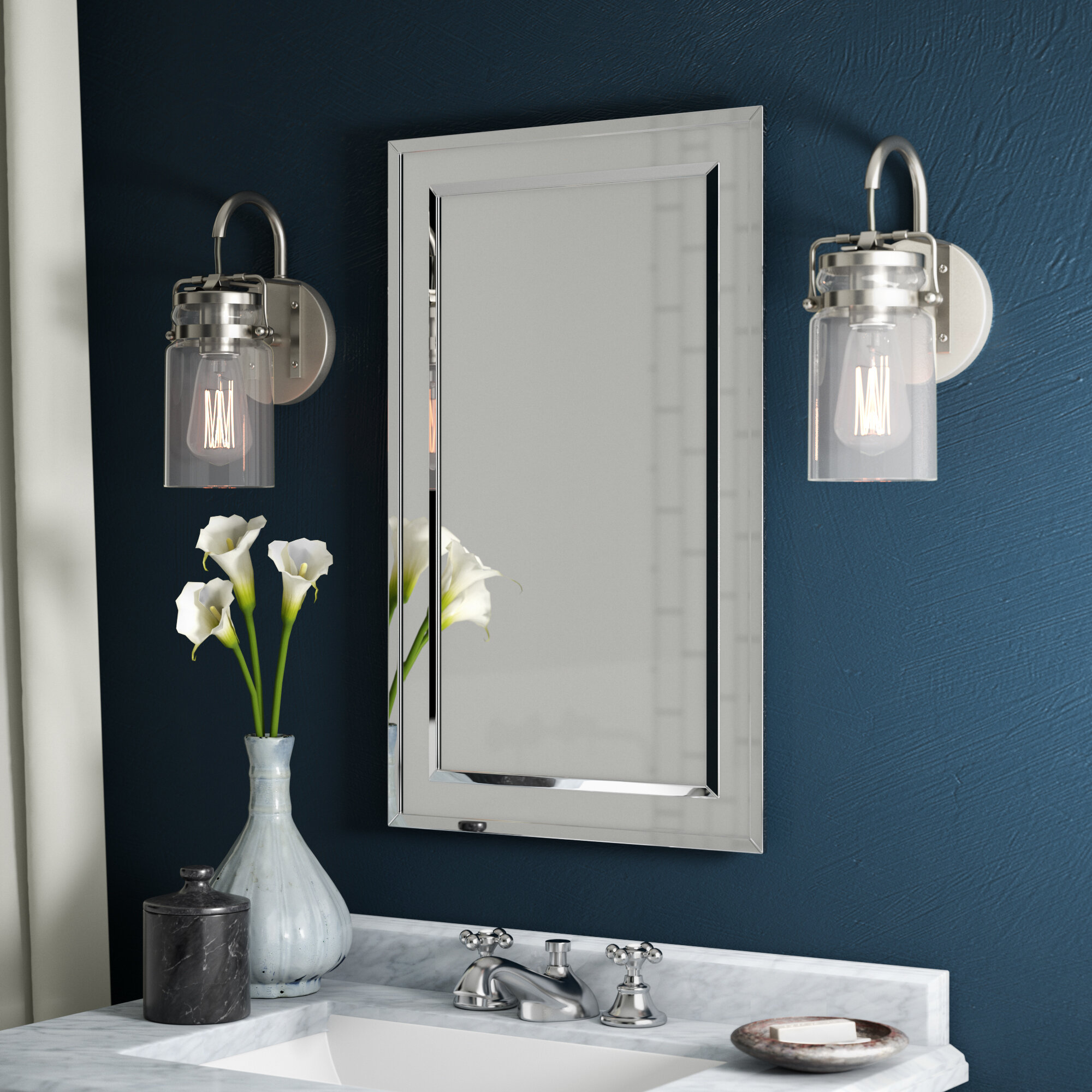 Jensen 868p34whgx bevel mirror medicine cabinet