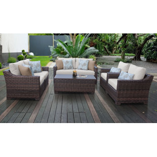 Weatherproof Outdoor Furniture Wayfair Kathy Ireland Homes Gardens River Brook 7 Piece Outdoor Wicker Patio Furniture Set 07e