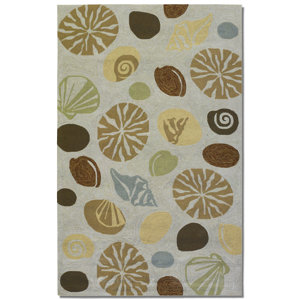 Rundall Hand-Hooked Tan Indoor/Outdoor Area Rug