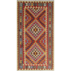 Vallejo Kilim Sezen Hand-Woven Wool Red Area Rug
