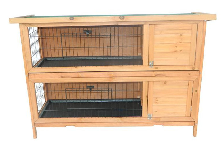 Pawhut 2Story Stacked Wooden Outdoor Animal Bunny Rabbit Hutch/Guinea
