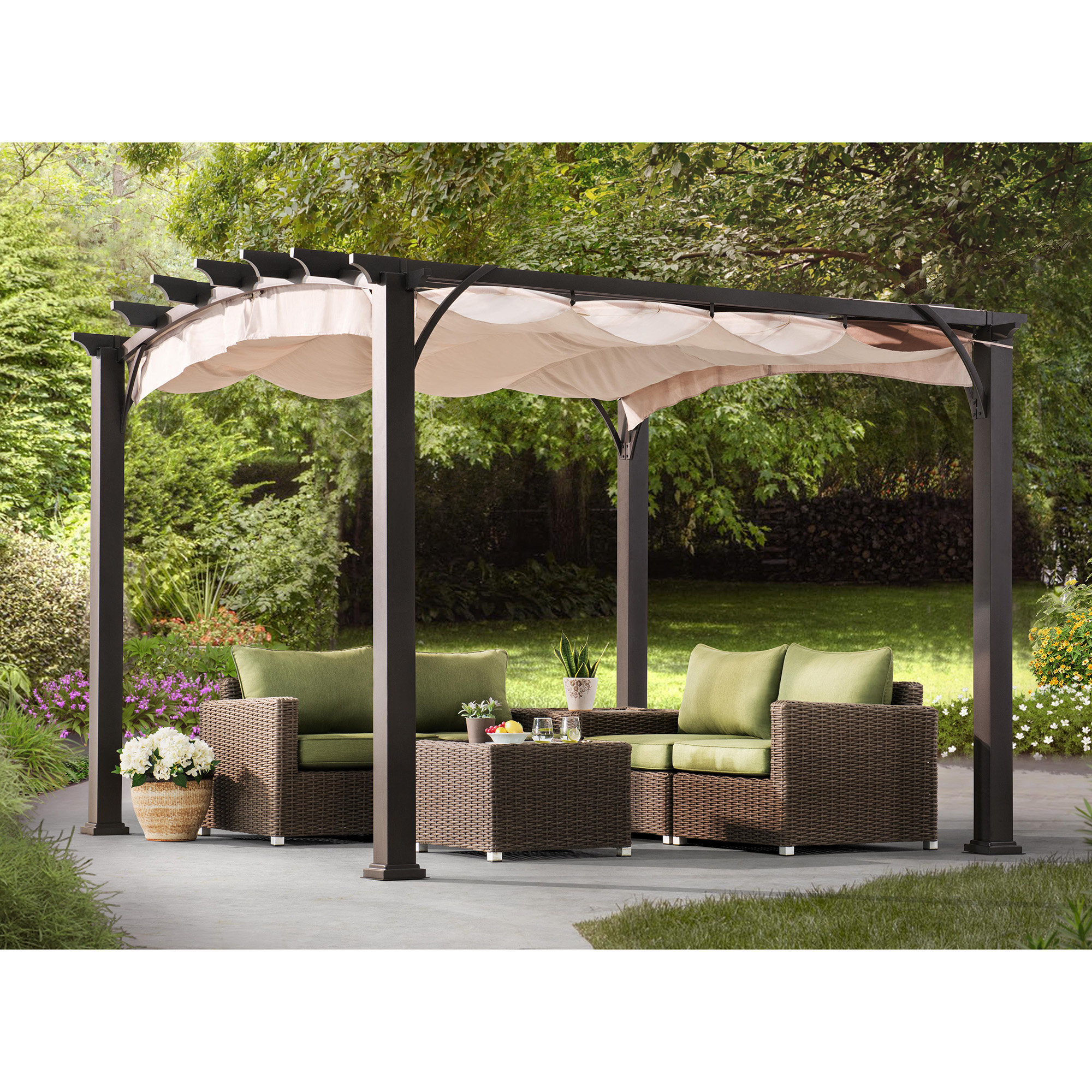Sunjoy Arched 10 Ft W X D Metal Pergola Wayfair